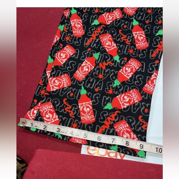 HOT SAUCE black PANTS L Tuong SRIRACHA PJ Lounge Tie Waist Cotton Mens Large new - Picture 5 of 12